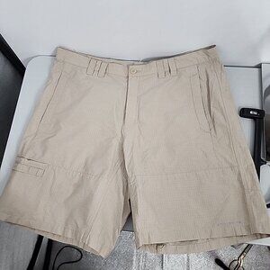 Mens Columbia PFG Shorts Size 40 Lightweight Fishing Shorts Beige Tan Brown